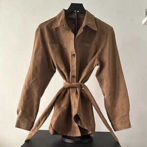 Banana Republic Faux Suede Belted Shirt Jacket – Size S (Camel Brown)